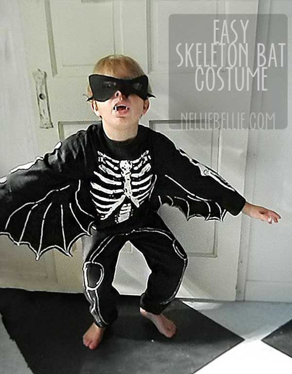 DIY Kids Skeleton Costume
 Easy Skeleton Bat costume