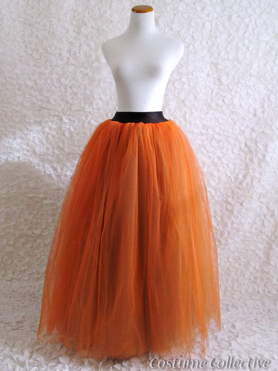 DIY Long Tulle Skirt For Adults
 Long Orange Tulle Skirt Adult Tutu