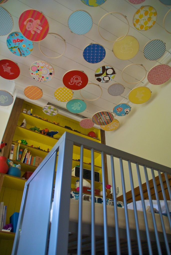 DIY Nursery Decor Ideas
 Puppy Love Preschool DIY Baby Nursery Embroidery Hoop Ceiling