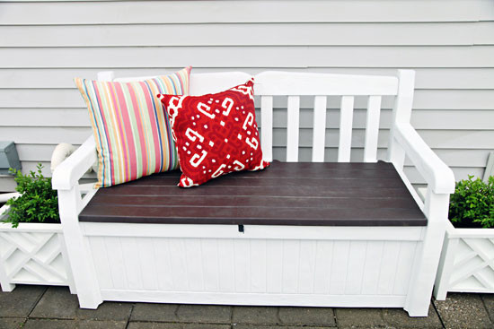 DIY Outdoor Bench With Storage
 IHeart Organizing June Monthly Challenge Outdoor Storage