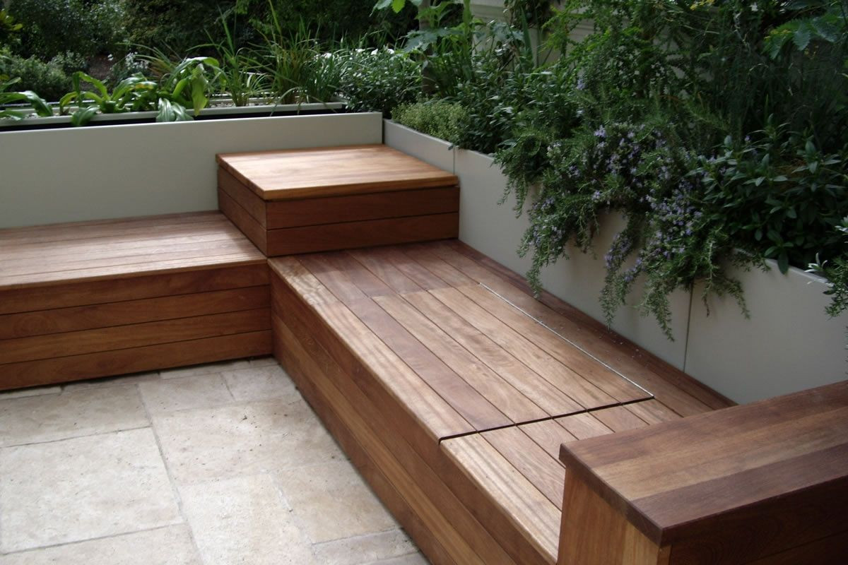 DIY Outdoor Bench With Storage
 Deck bench with storage decoración exteriores
