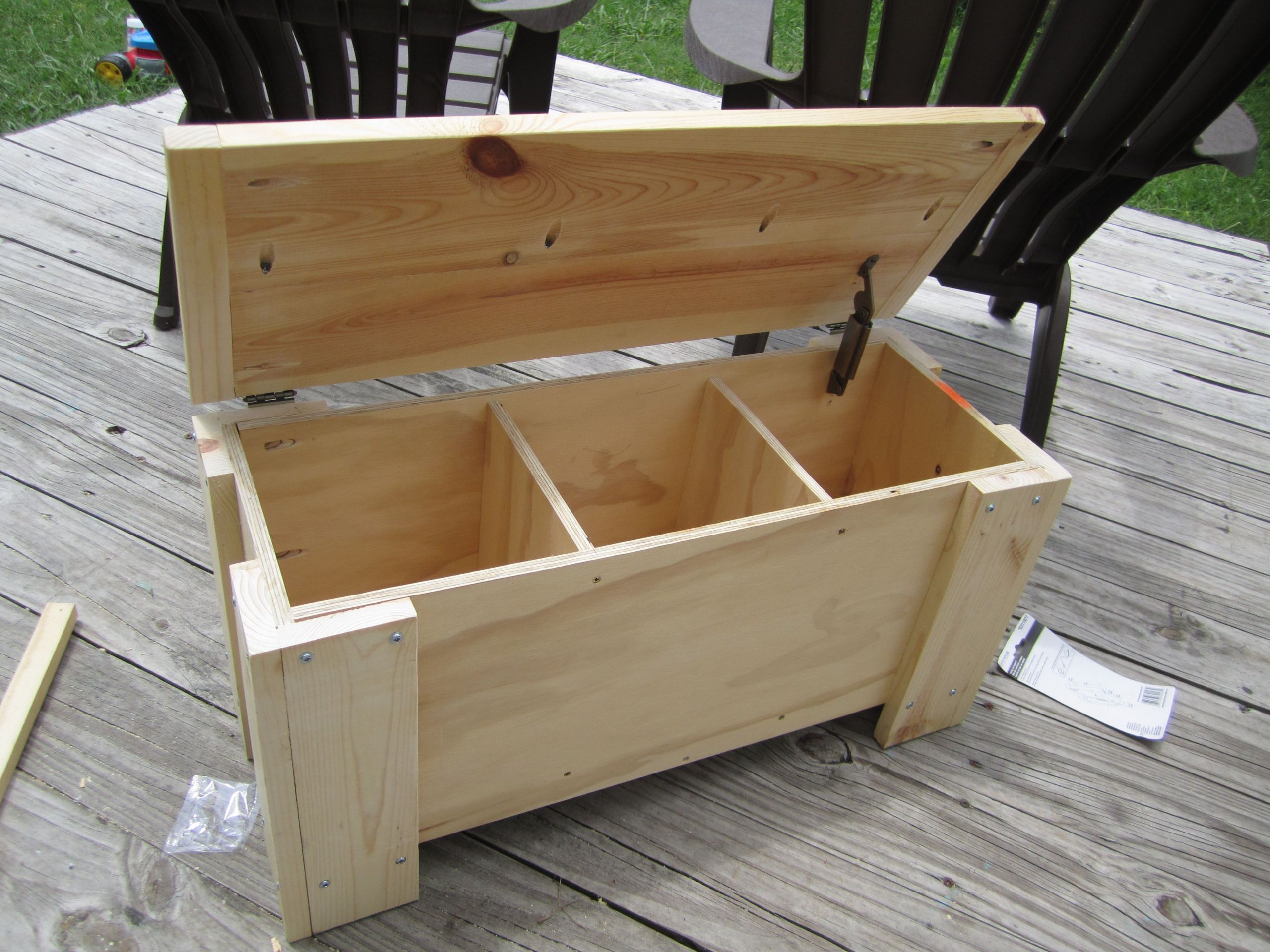 DIY Outdoor Bench With Storage
 Outdoor Wood Bench Post Mounted