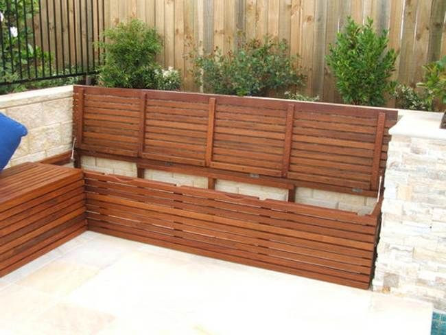 DIY Outdoor Bench With Storage
 Really great looking storage benches for the fireplace