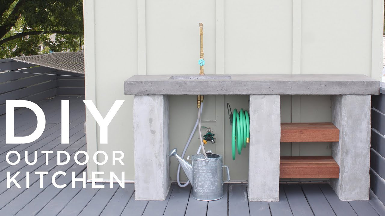 DIY Outdoor Countertops
 DIY Outdoor Kitchen with Concrete countertops and sink