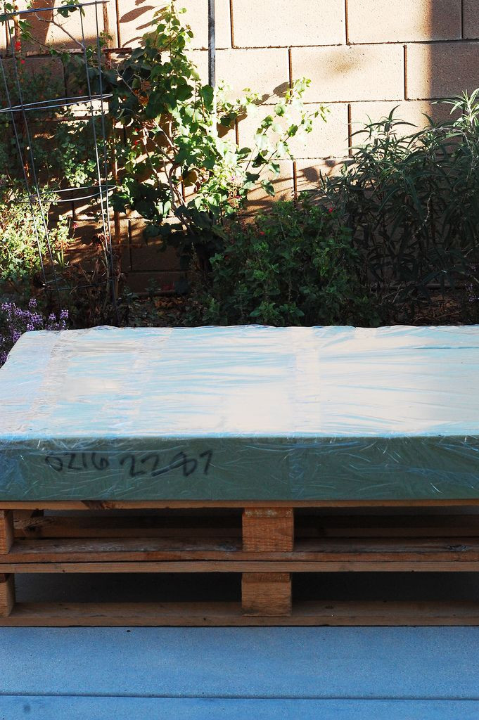 DIY Outdoor Cushions Foam
 High density foam cut to fit on top of pallet Cover in