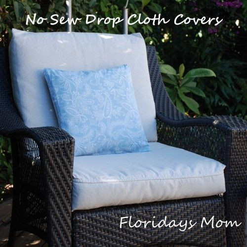 DIY Outdoor Cushions No Sew
 No Sew Drop Cloth Cushion Covers DIY & crafts
