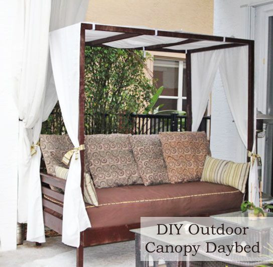 DIY Outdoor Daybed
 DIY Outdoor Canopy Daybed made out of a twin mattress I m