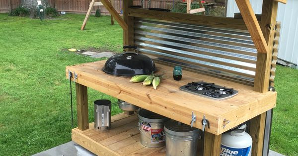 DIY Outdoor Grilling Station
 Grilling Grill Weber Cooktop Weber grill cart