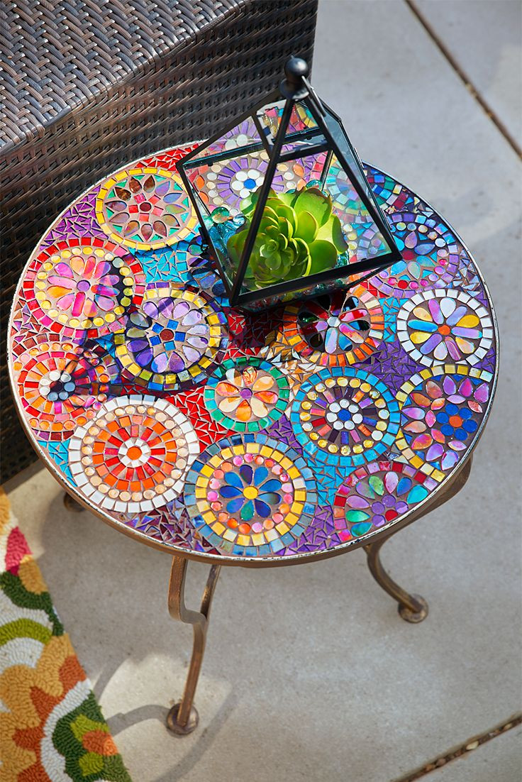 DIY Outdoor Mosaic Table
 e look at Pier 1 s Elba Mosaic Accent Table and we