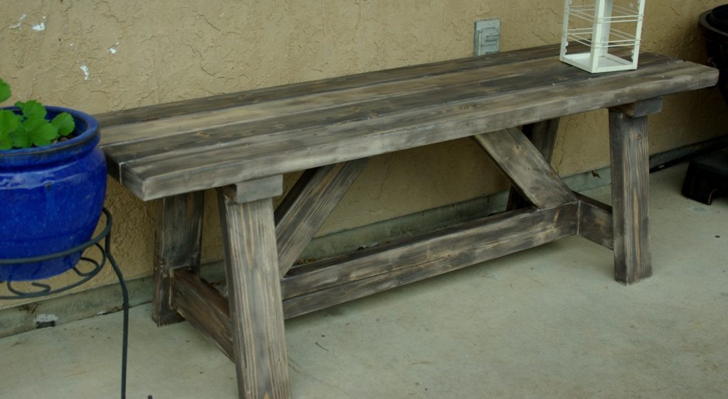 DIY Outdoor Wooden Benches
 Rustic Wooden Stone Garden Benches