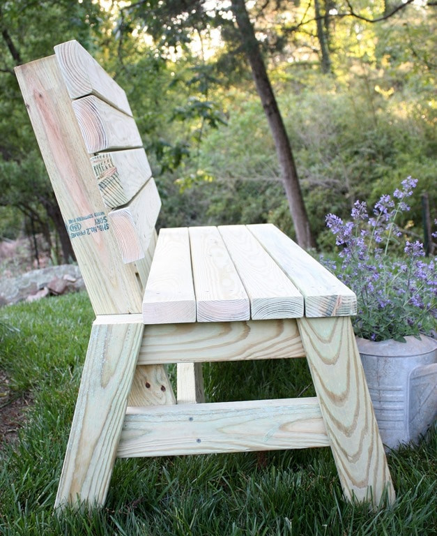 DIY Outdoor Wooden Benches
 DIY 2x4 Bench Sweet Pea