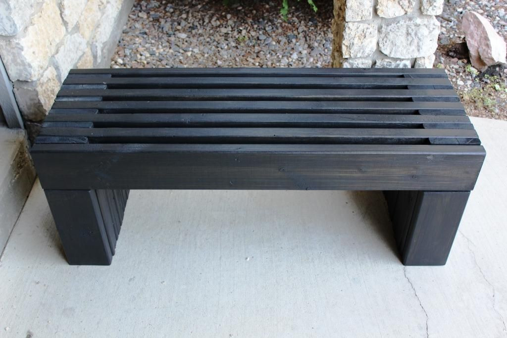 DIY Outdoor Wooden Benches
 Modern Slat Top Outdoor Wood Bench
