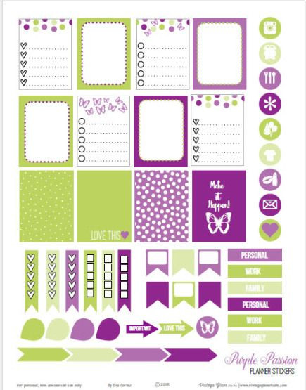 DIY Passion Planner
 Purple Passion Planner Stickers Free Printable Download