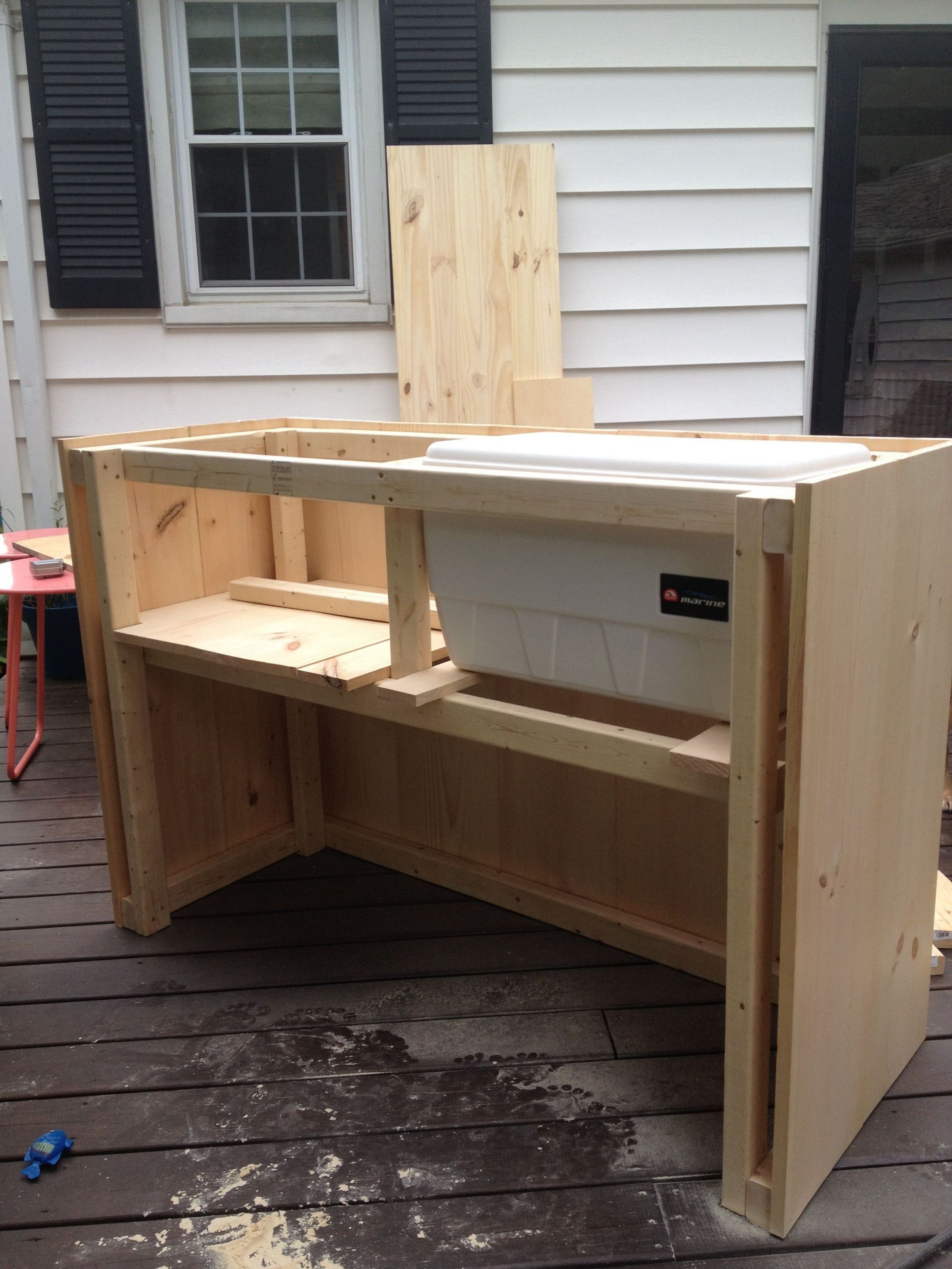 DIY Patio Bar Plans
 DIY steps for Outdoor bar with built in cooler in 2019