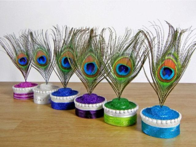 DIY Peacock Party Decorations
 Picture bright wedding decorations – colorful glitter