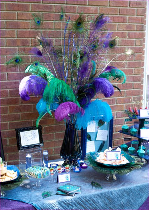 DIY Peacock Party Decorations
 Little Sooti Peacock Themed Engagement Party