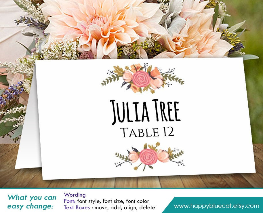 DIY Place Cards Wedding
 DiY Printable Wedding Place Card Template Instant Download