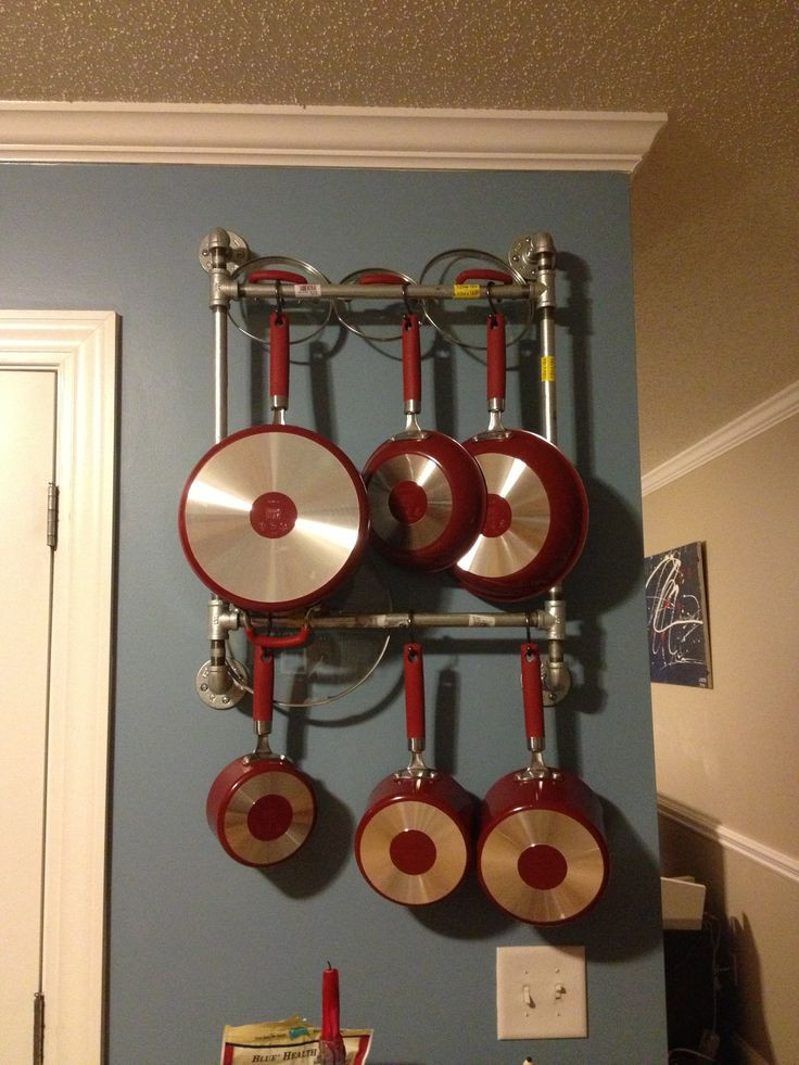 DIY Pots And Pans Rack
 Easy DIY pot pan rack made out of pipes