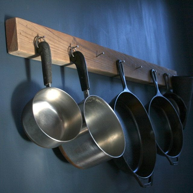 DIY Pots And Pans Rack
 DIY aesthetic reclaimed wood pot & pan hanging rack