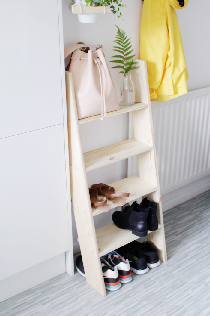 DIY Shoe Racks
 DIY Ladder Shelf Shoe Storage Design Sponge