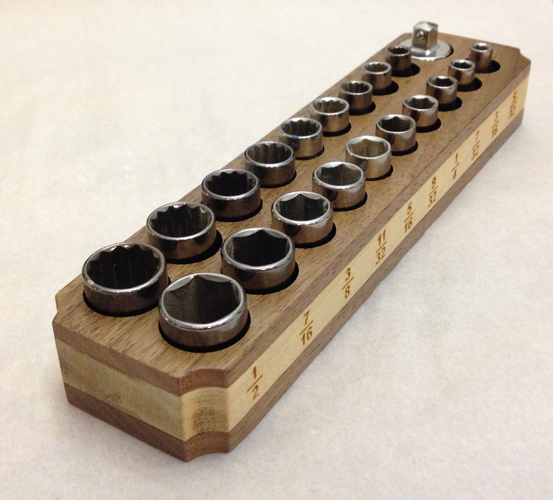 DIY Socket Organizer
 Wood and Magnet Socket Holder