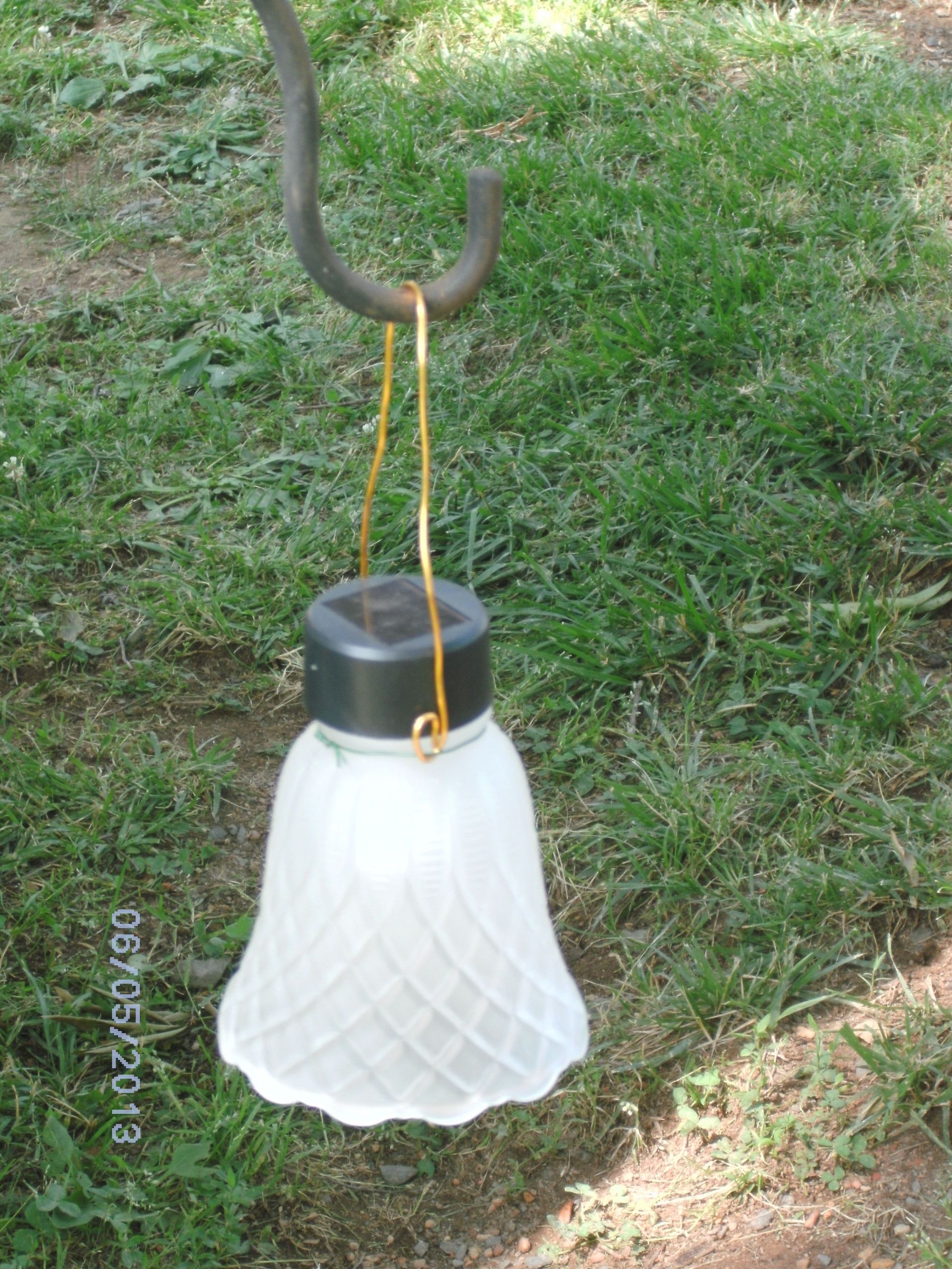 DIY Solar Lights Outdoor
 An old glass lamp shade a cheap solar light and a little