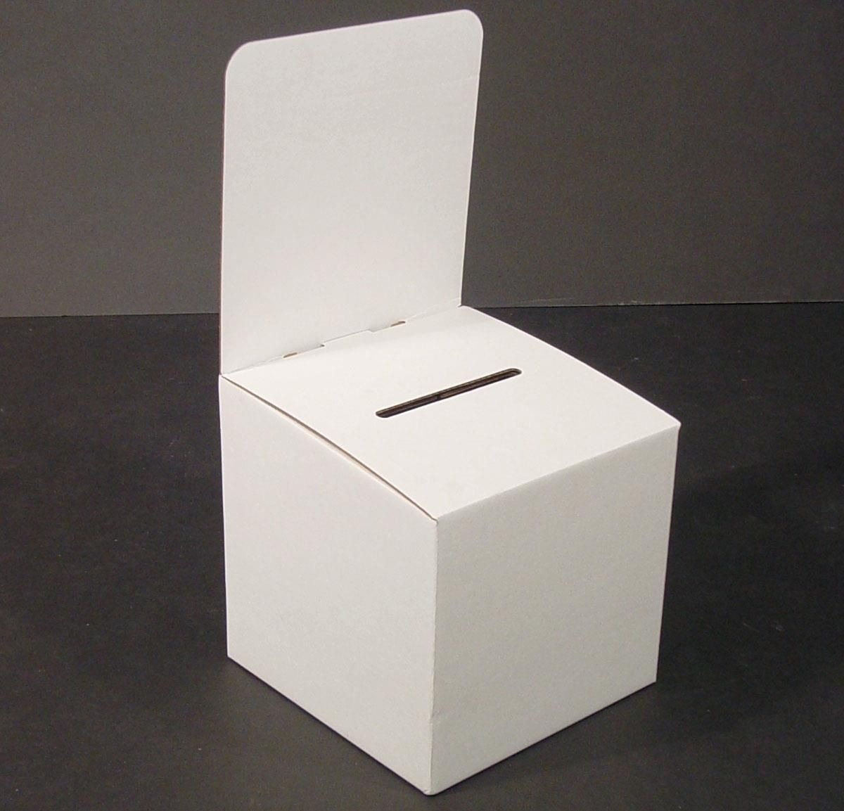 DIY Suggestion Box
 Cardboard Ballot Box with Header White