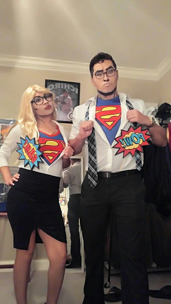 DIY Supergirl Costumes
 Couples costume DIY ic pop art superman supergirl in