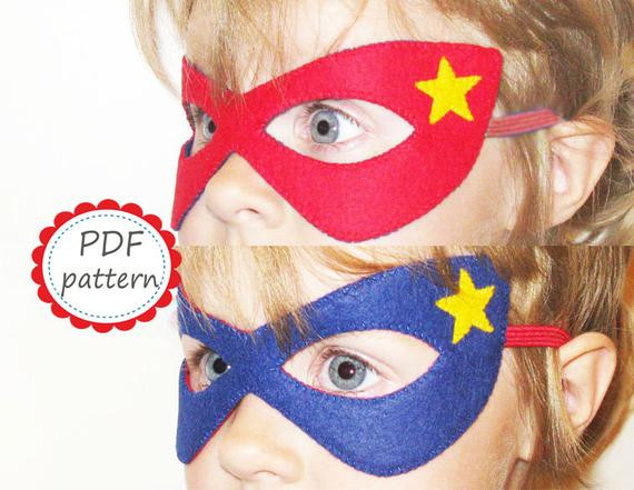 DIY Superhero Mask
 PDF PATTERN reversible Superhero felt mask DIY craft project