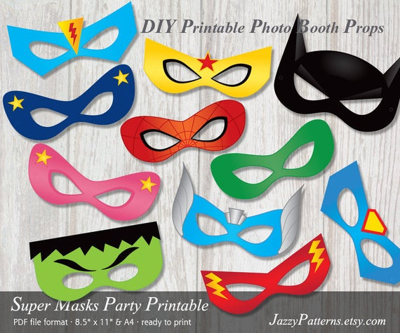 DIY Superhero Mask
 DIY Superhero printable masks photo booth props in ic book