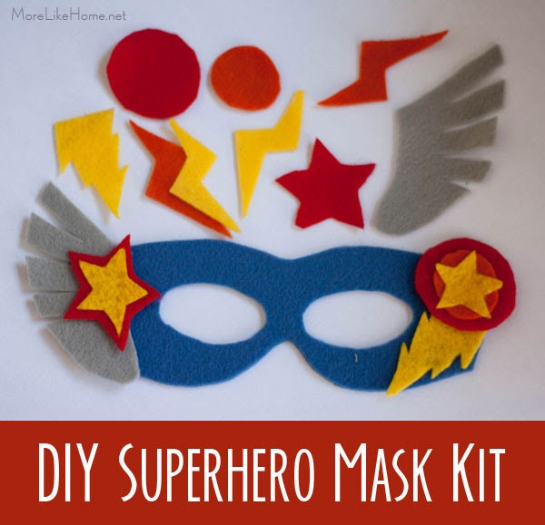 DIY Superhero Mask
 More Like Home DIY Superhero Mask Kit and princess mask kit