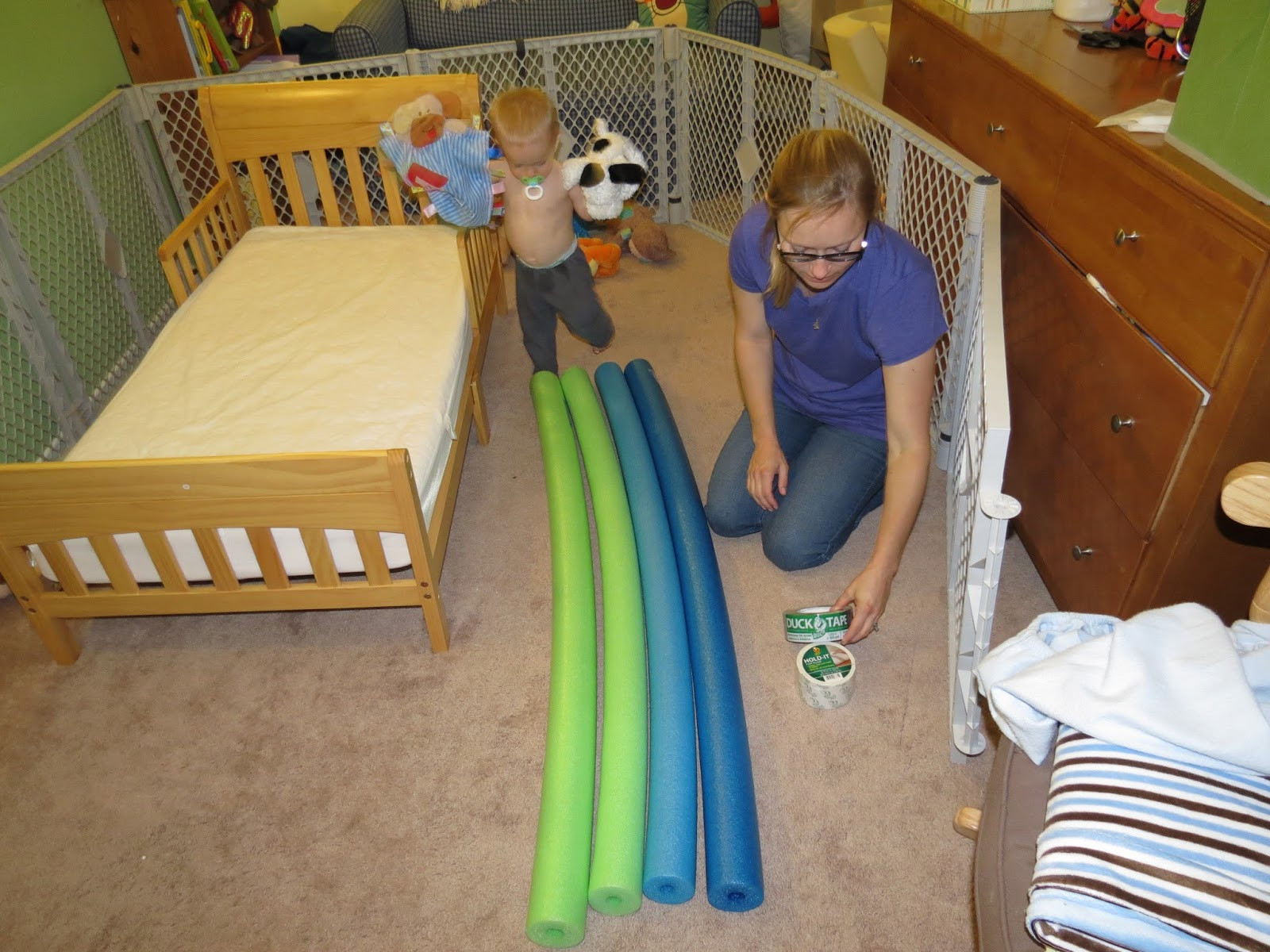 DIY Toddler Bed Rails
 Mama Frankenstein DIY Toddler Bed Bumper Tutorial