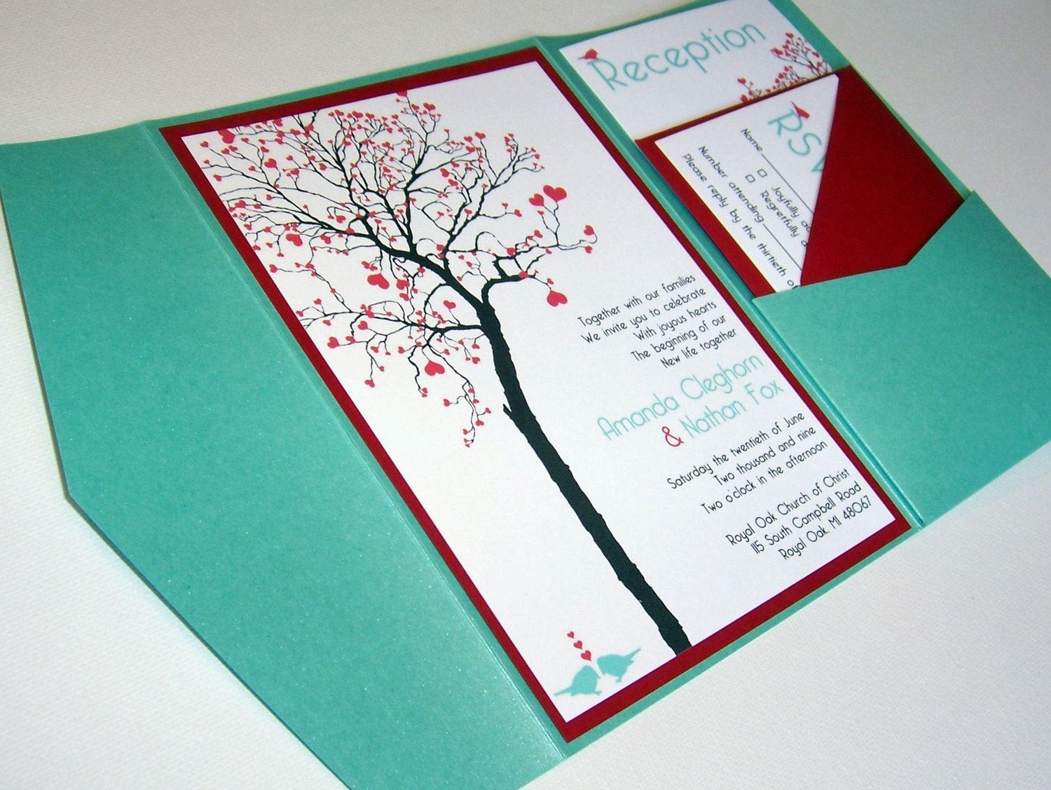 DIY Wedding Invitation
 Wedding Invitation DIY Pocketfold Heart Tree Printable