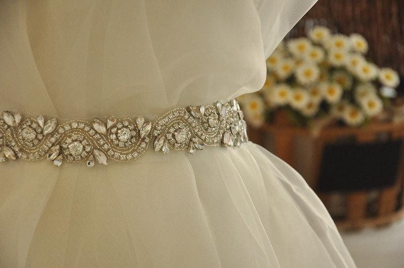 DIY Wedding Sash
 Pearl And Rhinestone Applique Rhinestone Trim DIY Bridal