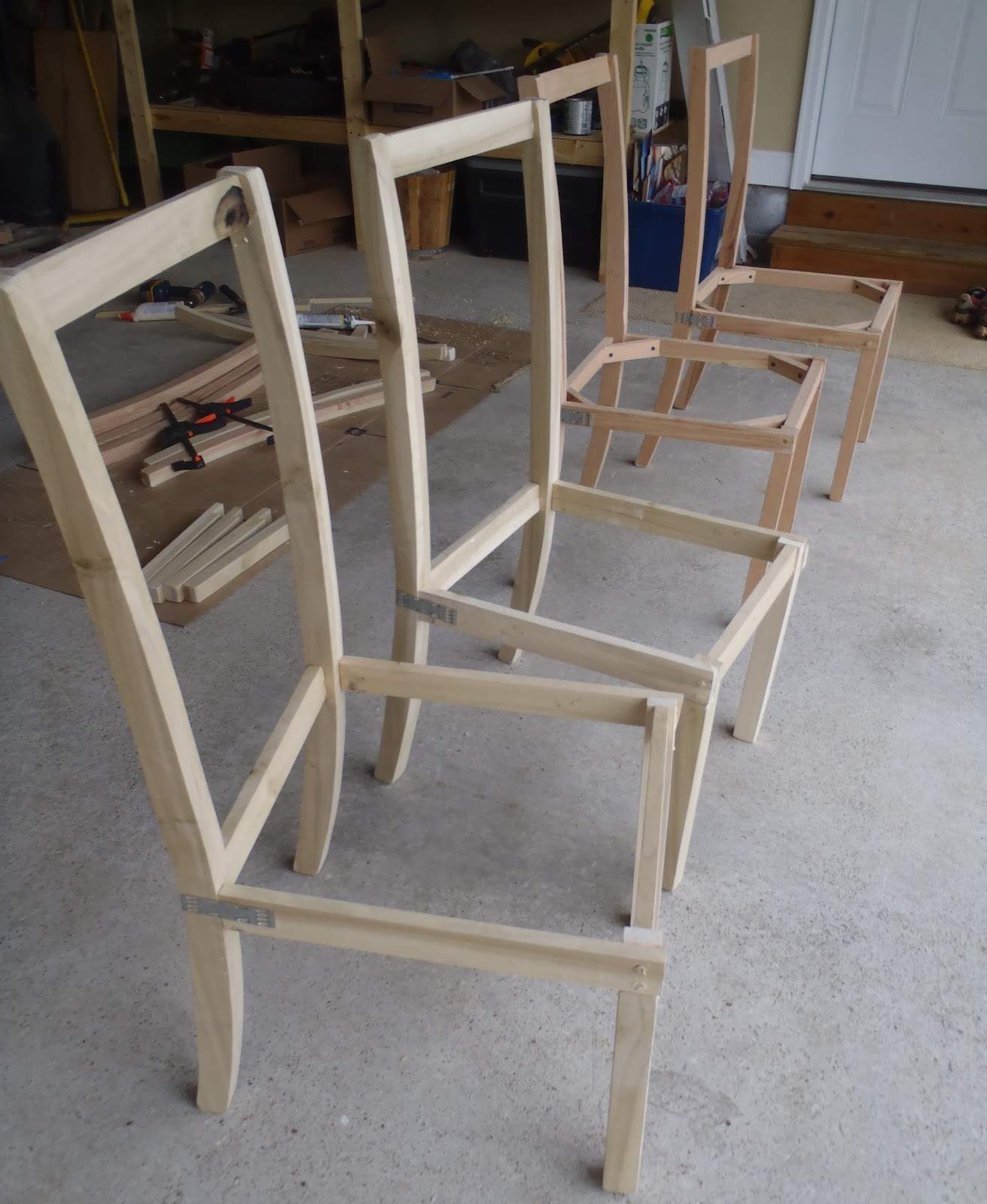 DIY Wood Chair Plans
 Lazy Liz on Less Dining chairs halfway done