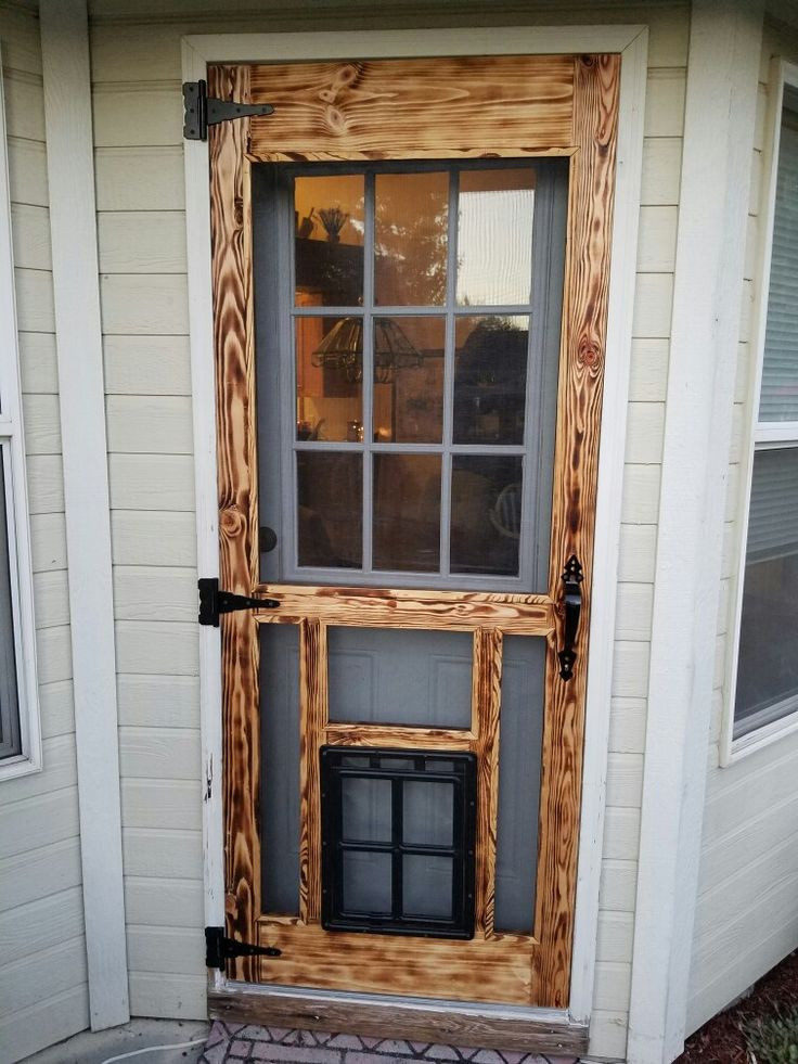 DIY Wood Doors
 Pallet screen door w screen dog door