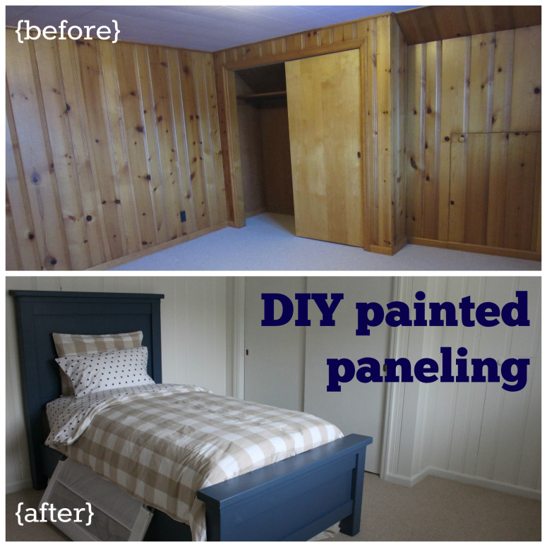 DIY Wood Paneling
 Painted paneling DIY farmhouse bed = sleep