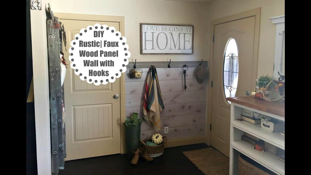 DIY Wood Paneling
 DIY Faux Wood Panel Wall with Hooks