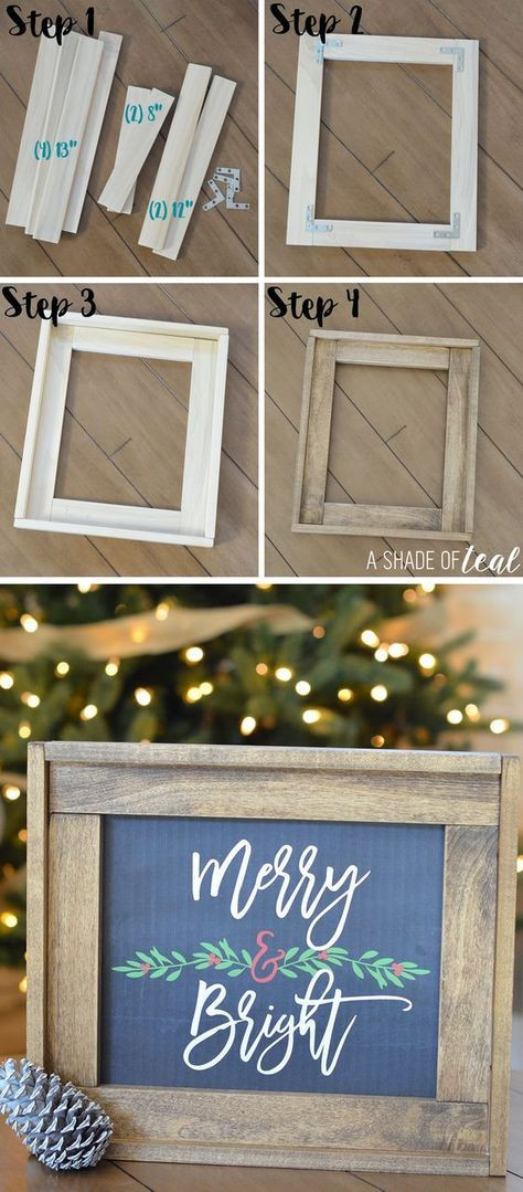 DIY Wood Picture
 Christmas Mantle Update How to make a Rustic Wood Frame