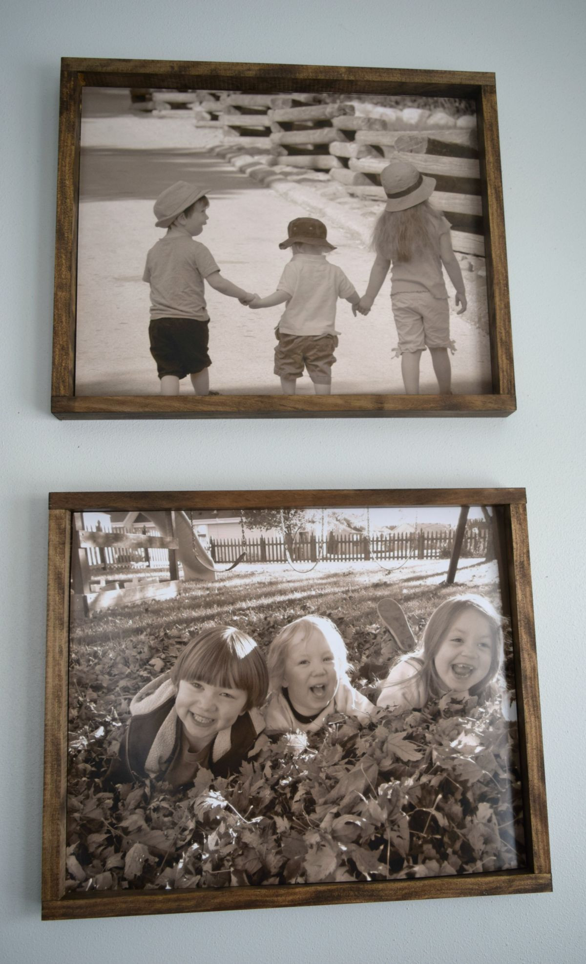 DIY Wood Picture
 DIY large wood frame with over sized kids pictures • Our