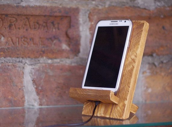 DIY Wooden Phone Dock
 Wooden docking station reclaimed wood iphone stand