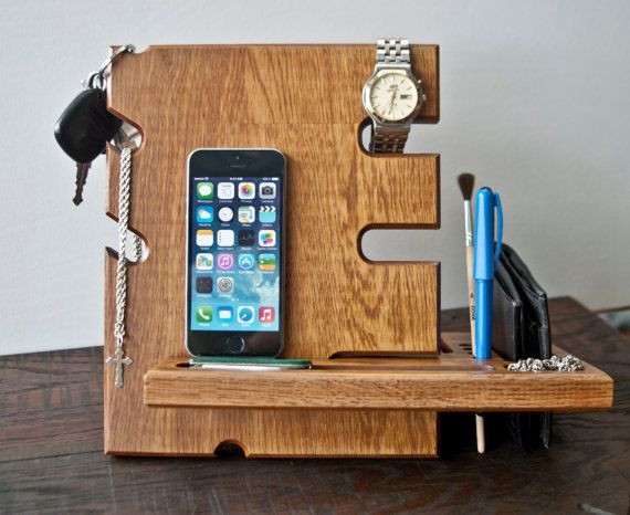 DIY Wooden Phone Dock
 Dark wooden stand desk accessories wood iphone dock