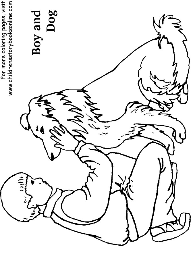 Dog Coloring Pages For Boys
 Coloring Book Pages for Children Boy and Dog