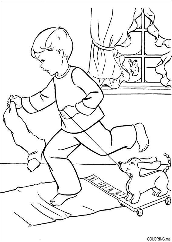 Dog Coloring Pages For Boys
 Coloring page Christmas boy playing with dog Coloring