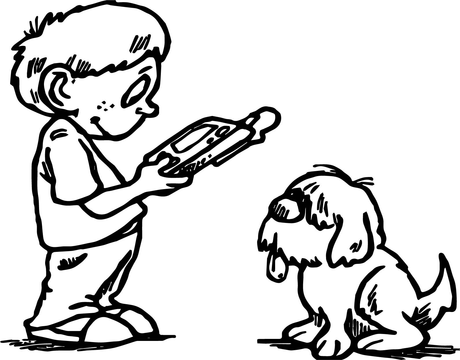 Dog Coloring Pages For Boys
 Boy Playing puter Games With Dog Coloring Page