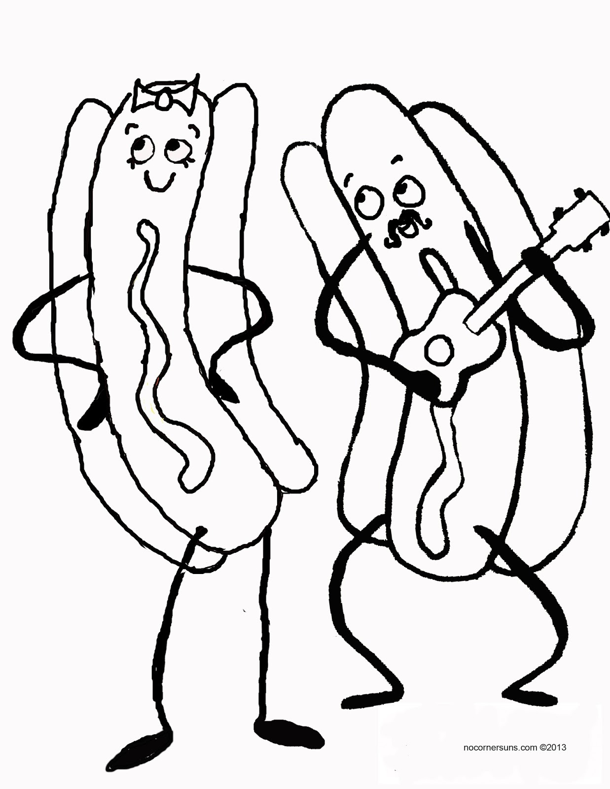 Dog Coloring Pages For Boys
 No Corner Suns Girl and Boy Hot Dog Coloring Page