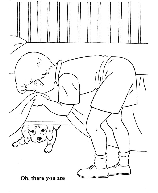 Dog Coloring Pages For Boys
 BlueBonkers Boy Coloring Pages Boy and hiding dog