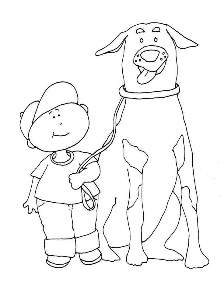 Dog Coloring Pages For Boys
 dearie dolls digi stamps boy walking the dog color and bw