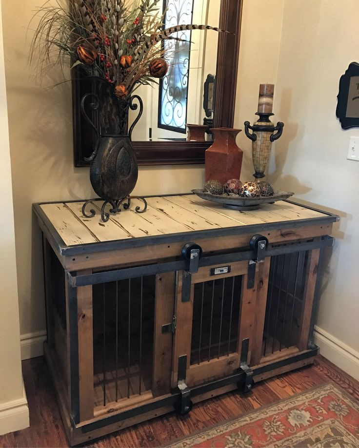 Dog Kennel Furniture DIY
 Farmhouse Style single dog kennel by Kennel and Crate