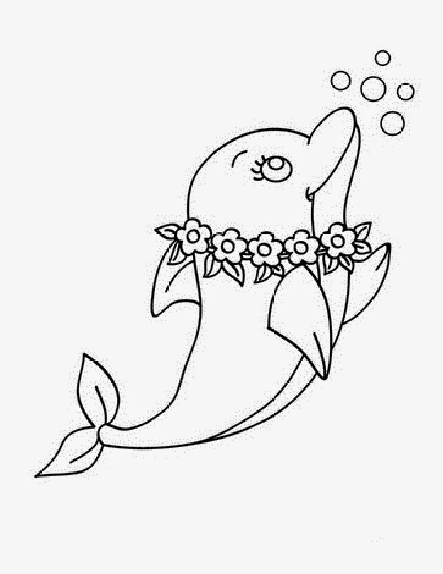 Dolphin Coloring Pages For Kids
 colours drawing wallpaper Cute Dolphin Jump Colour